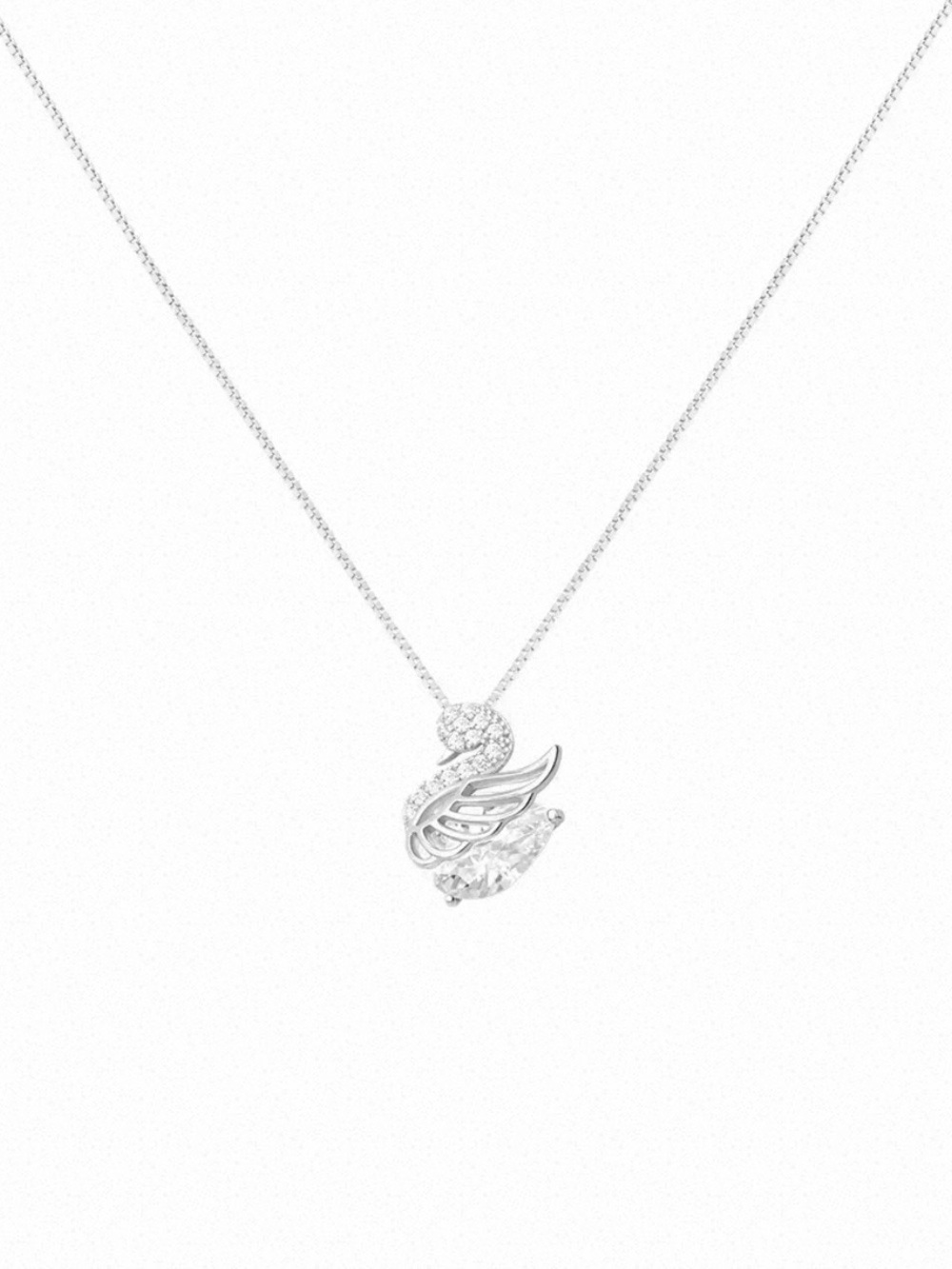Silver Swan Pendant Necklace with Pave Crystal Inspired by Swarovski Collection